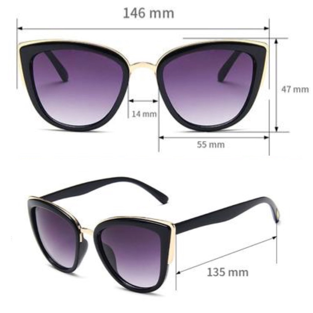 Cat Eye Sunglasses Smoke Black Sunnies - Picture 5 of 9